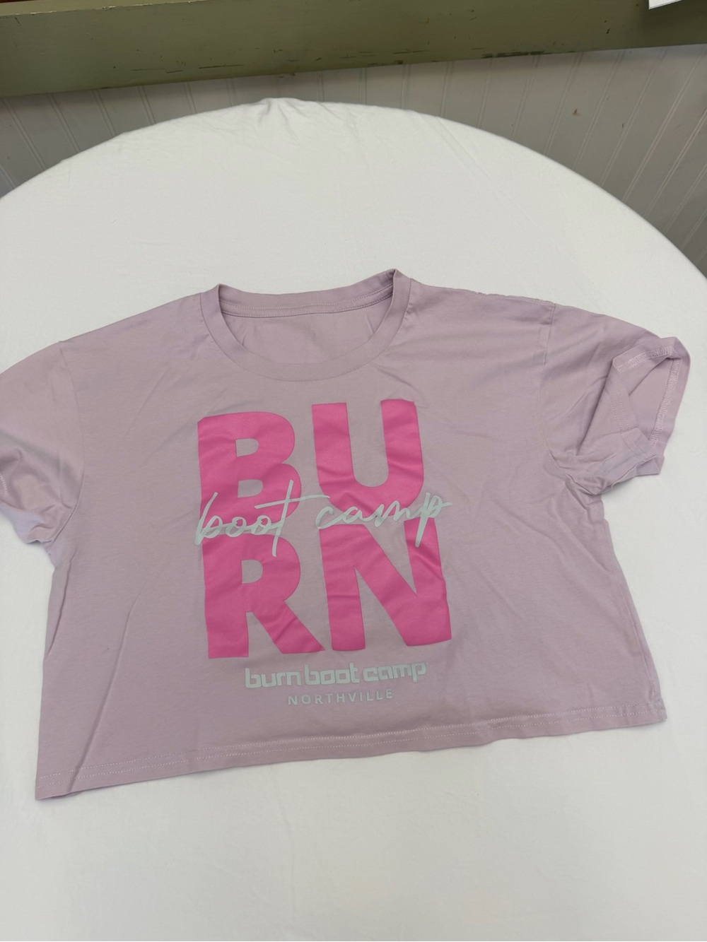 Women's Pink 'Burn Boot Camp' Graphic Crop Tee